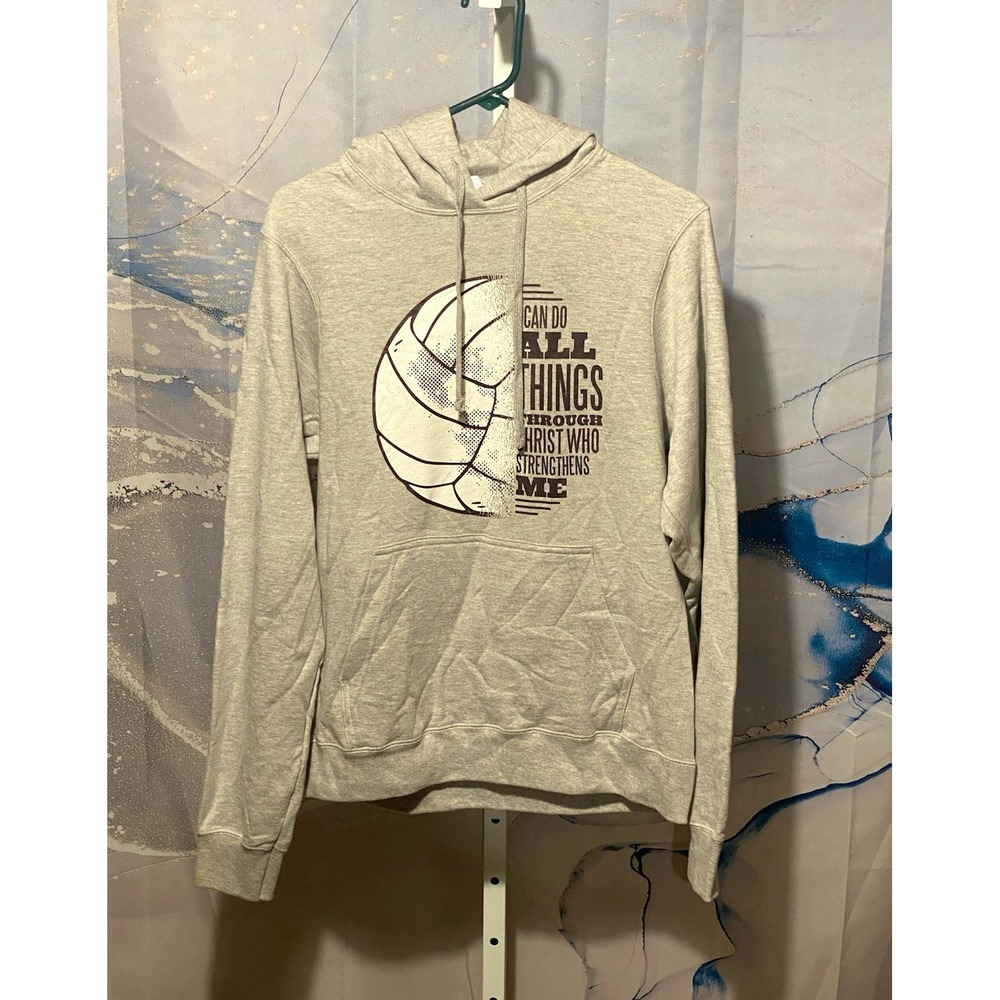 Volleyball Girls Gray Pullover Hoodie Christian Faith Graphic Philippians Small